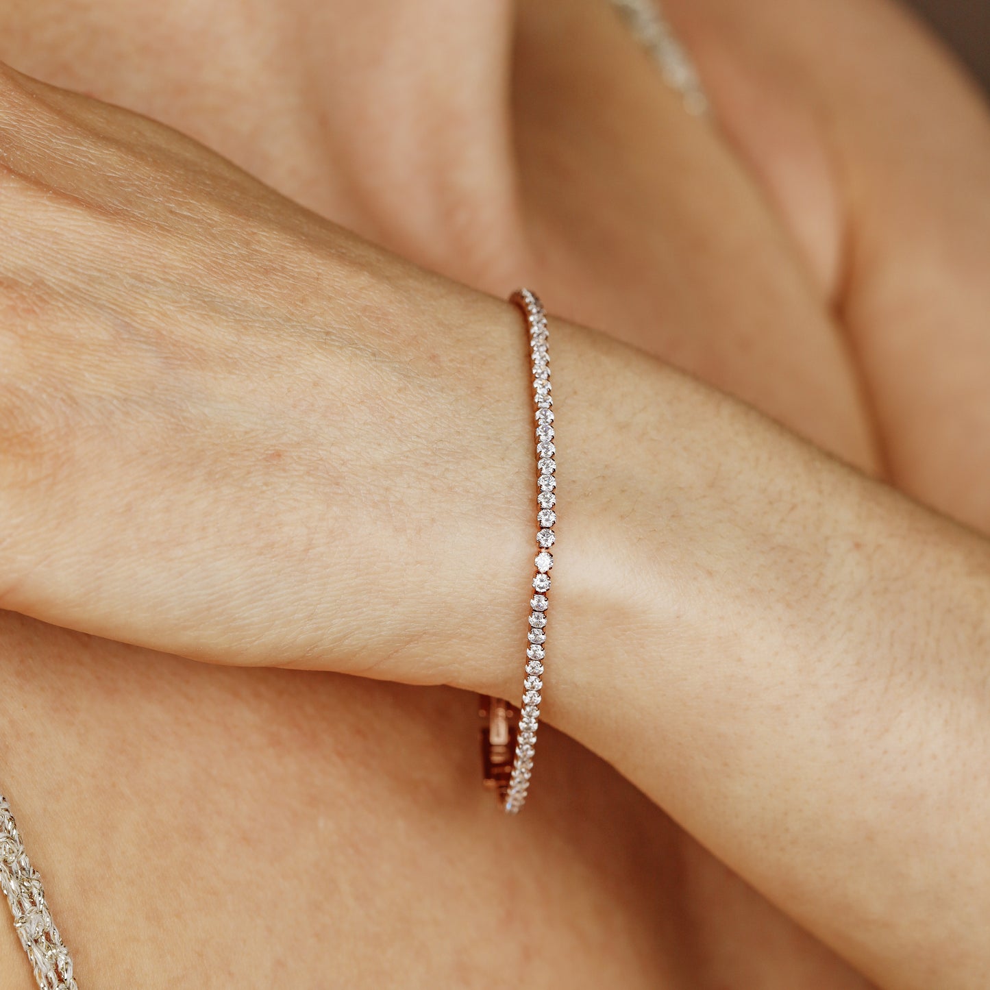 Rose Gold 2mm Clear Tennis Bracelet