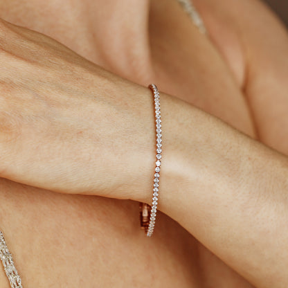 Rose Gold 2mm Clear Tennis Bracelet