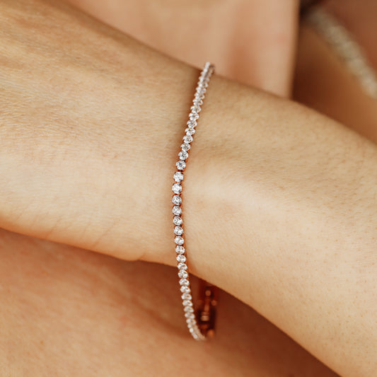2mm Tennis Bracelet • Cubic Zirconia Tennis Bracelet • Dainty Bracelet • Diamond Bracelet • Rose Gold Stainless Steel • BYSDMJEWELS