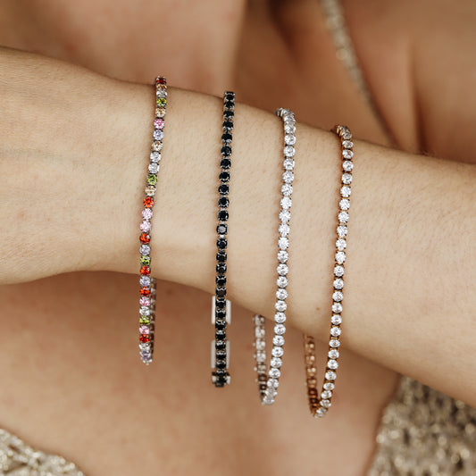 3mm Tennis Bracelet • Rainbow Tennis Bracelet • Dainty Bracelet • Diamond Bracelet • Gift for Her • Minimalist Bracelet • BYSDMJEWELS