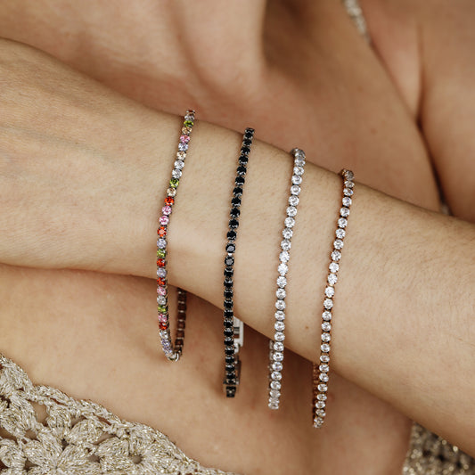 Silver 3mm Clear Tennis Bracelet