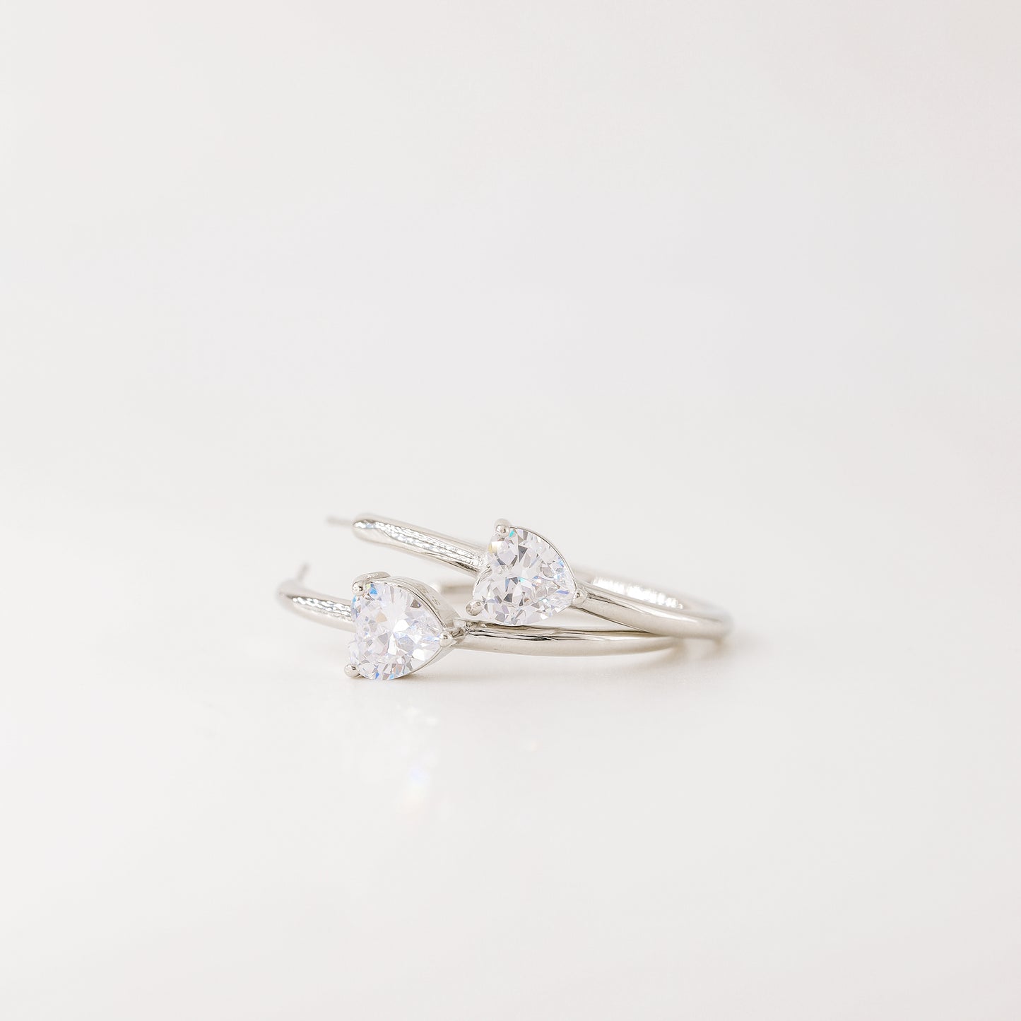 Diamond Heart Earrings • Love Heart Hoops Perfect for Stacking Earrings • Perfect Gift for Girlfriend • BYSDMJEWELS