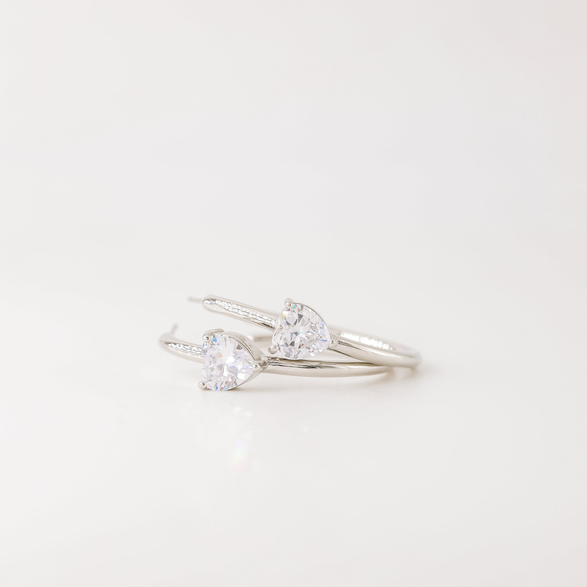 Diamond Heart Earrings • Love Heart Hoops Perfect for Stacking Earrings • Perfect Gift for Girlfriend • BYSDMJEWELS