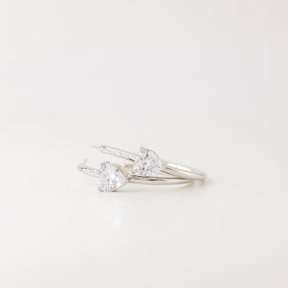 Diamond Heart Earrings • Love Heart Hoops Perfect for Stacking Earrings • Perfect Gift for Girlfriend • BYSDMJEWELS