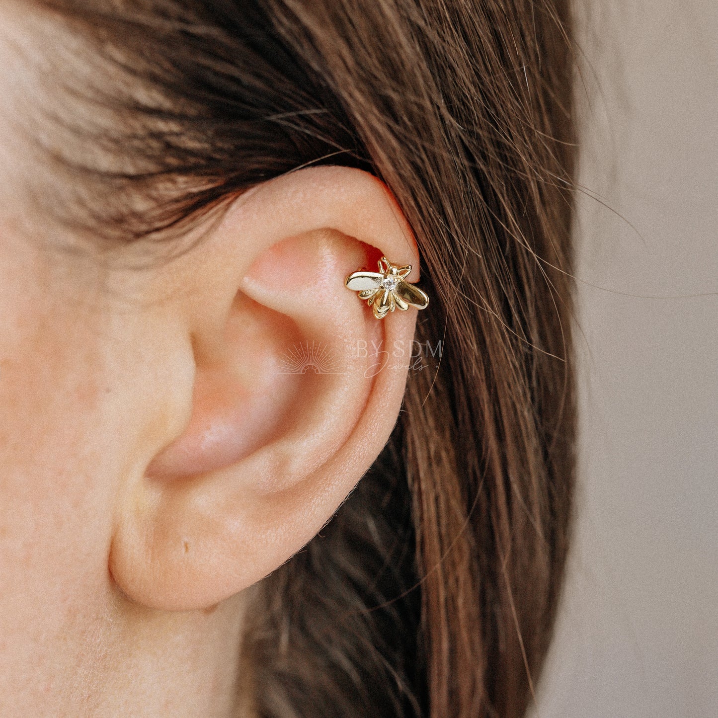 Gold Bee Ear Cuff • Honey Bee Earrings • BYSDMJEWELS