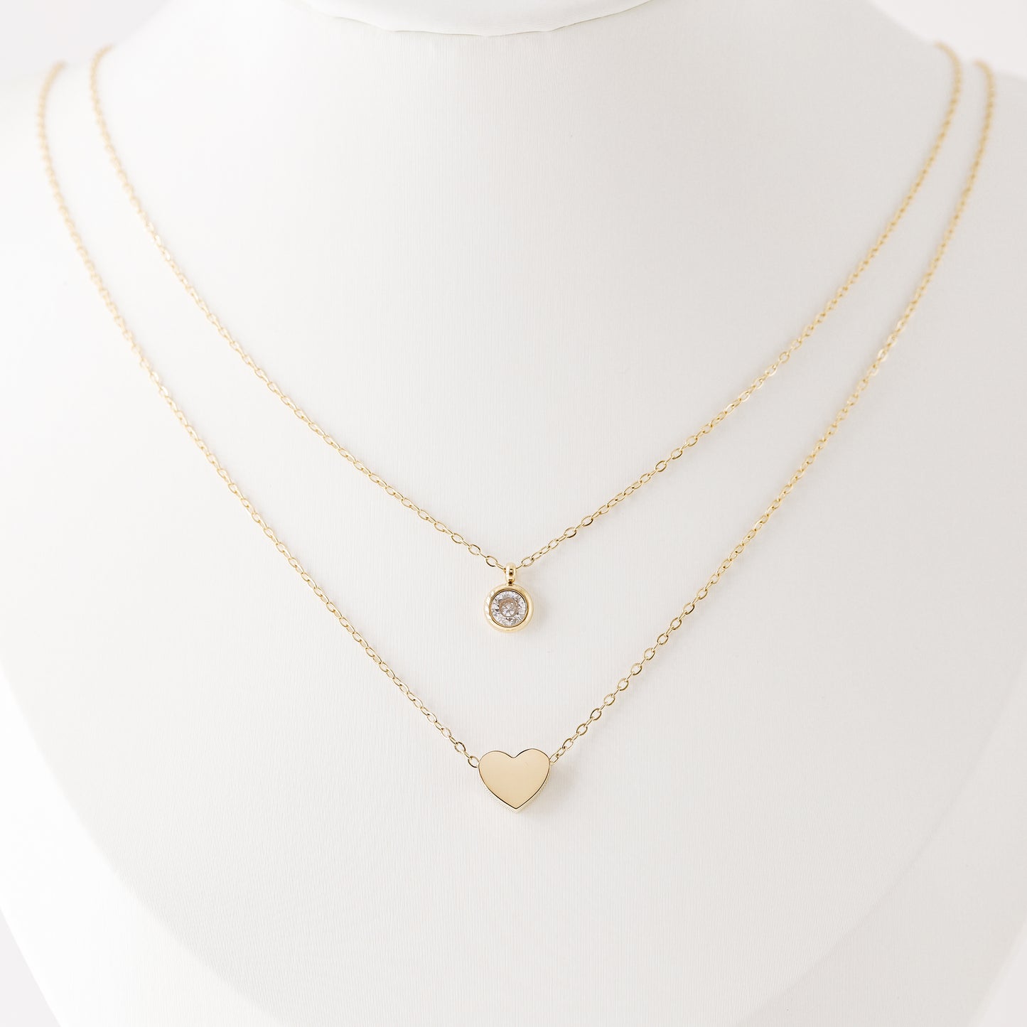 Heart Layered Necklace • Diamond Heart Necklace • Love Jewelry • Minimalist Style • Gift for Women • BYSDMJEWELS