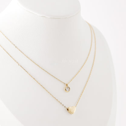 Heart Layered Necklace • Diamond Heart Necklace • Love Jewelry • Minimalist Style • Gift for Women • BYSDMJEWELS