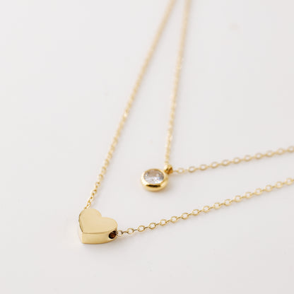Heart Layered Necklace • Diamond Heart Necklace • Love Jewelry • Minimalist Style • Gift for Women • BYSDMJEWELS