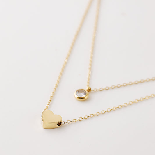 Heart Layered Necklace • Diamond Heart Necklace • Love Jewelry • Minimalist Style • Gift for Women • BYSDMJEWELS