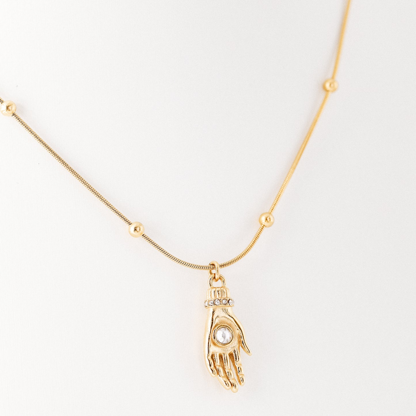 Hand of Fatima Protection Amulet Necklace Birthstone Pendant in Stainless Steel