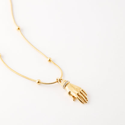 Hand of Fatima Protection Amulet Necklace Birthstone Pendant in Stainless Steel