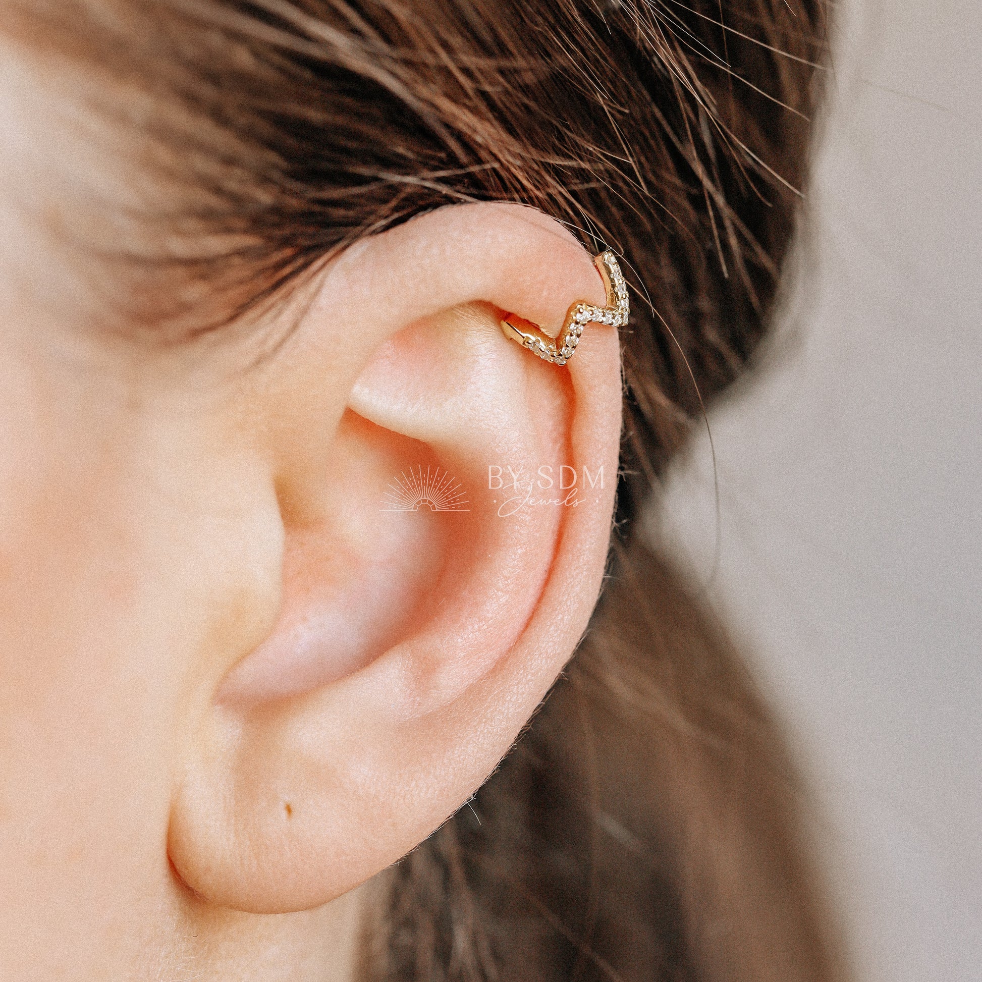 Wave CZ Ear Cuff • No Piercing is Needed • Gold • Silver