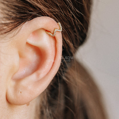 Wave CZ Ear Cuff • No Piercing is Needed • Gold • Silver