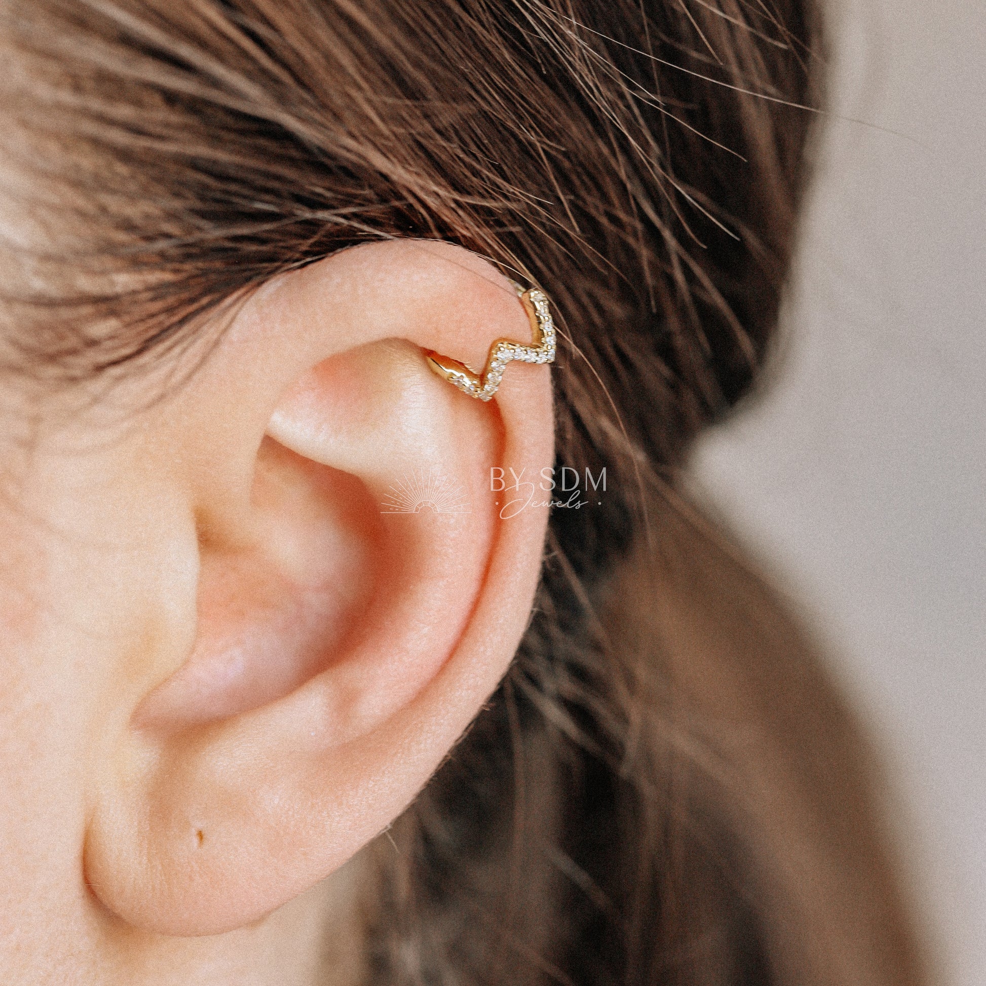 Wave CZ Ear Cuff • No Piercing is Needed • Gold • Silver