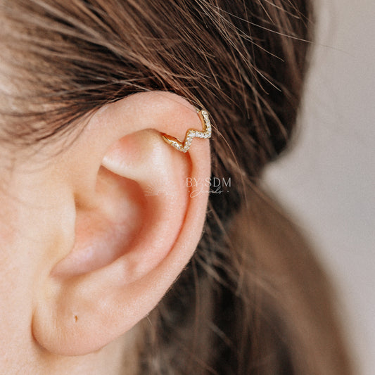 Wave CZ Ear Cuff • No Piercing is Needed • Gold • Silver