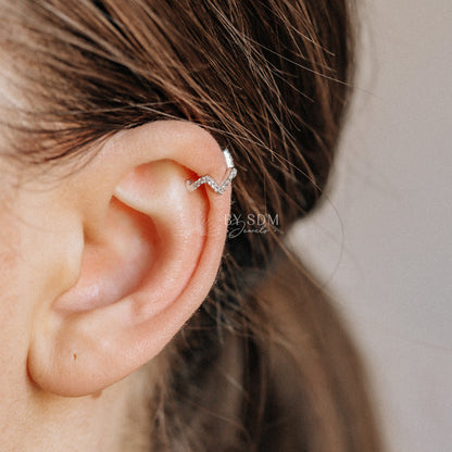 Wave CZ Ear Cuff • No Piercing is Needed • Gold • Silver