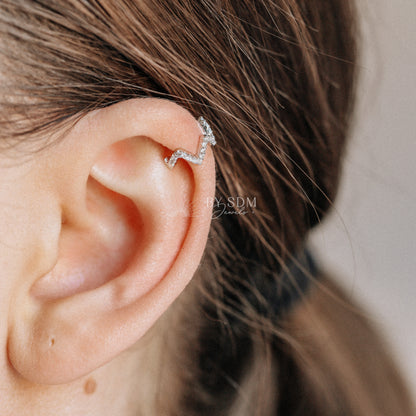 Wave CZ Ear Cuff • No Piercing is Needed • Gold • Silver
