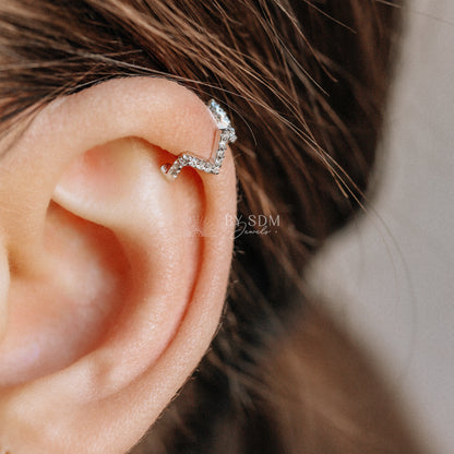 Wave CZ Ear Cuff • No Piercing is Needed • Gold • Silver