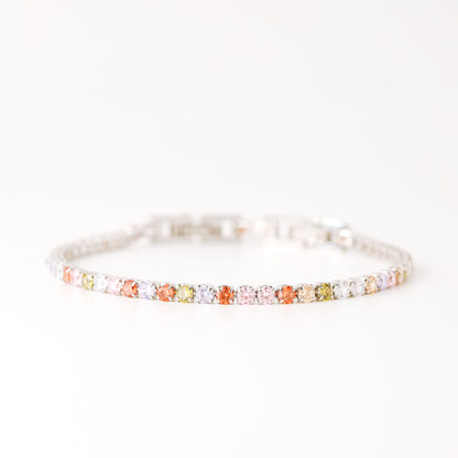 3mm Tennis Bracelet • Rainbow Tennis Bracelet • Dainty Bracelet • Diamond Bracelet • Gift for Her • Minimalist Bracelet • BYSDMJEWELS