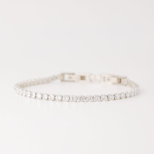 Silver 3mm Clear Tennis Bracelet