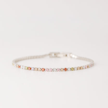 2mm Tennis Bracelet • Rainbow Tennis Bracelet • Dainty Bracelet • Diamond Bracelet • Gift for Her • Minimalist Bracelet • BYSDMJEWELS