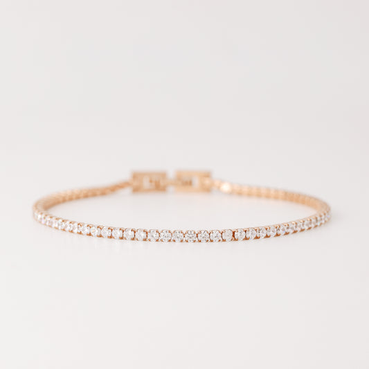 2mm Tennis Bracelet • Cubic Zirconia Tennis Bracelet • Dainty Bracelet • Diamond Bracelet • Rose Gold Stainless Steel • BYSDMJEWELS