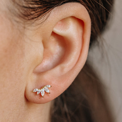 20G Helix Piercing, Auricle Piercing, CZ Crown, Tragus, Conch, Auricle Earrings, Lobe Piercing, Cartilage Piercing Cubics Zircona, Earring