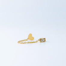 Load image into Gallery viewer, CZ Baguette and Heart Studs for Two Piercings • Heart Studs • Gold Stainless Steel • BYSDMJEWELS
