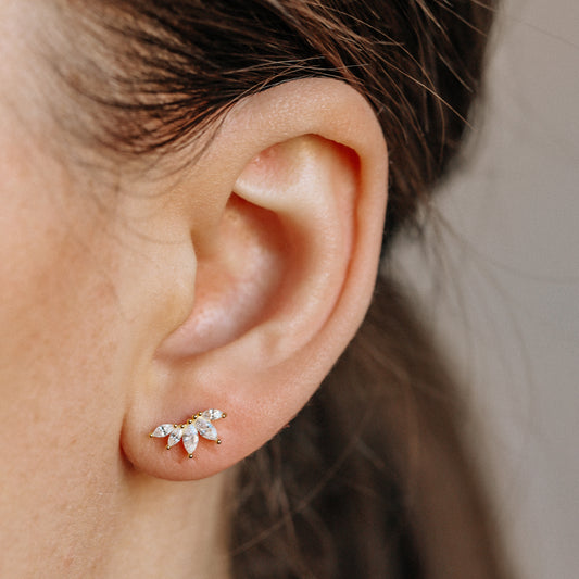 20G Helix Piercing, Auricle Piercing, CZ Crown, Tragus, Conch, Auricle Earrings, Lobe Piercing, Cartilage Piercing Cubics Zircona, Earring