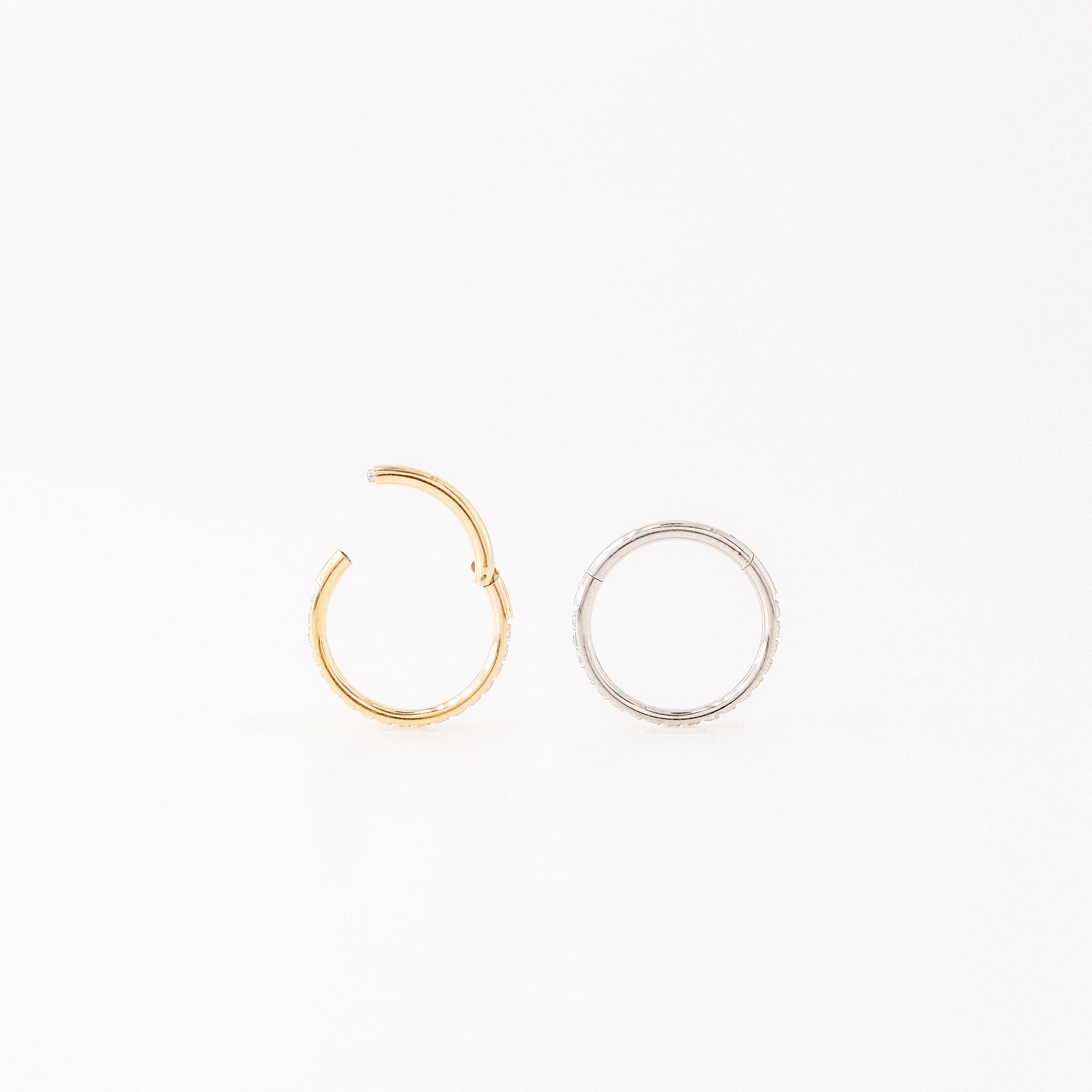 Titanium CZ Round Paved Earring Nose Ring Conch Ring Piercing • 14ga, 16ga, 18ga, 6, 8, 10, 11, 12mm • Solid G23 Titanium • BYSDMJEWELS