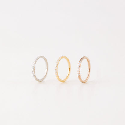 Titanium CZ Round Paved Earring Nose Ring Conch Ring Piercing • 14ga, 16ga, 18ga, 6, 8, 10, 11, 12mm • Solid G23 Titanium • BYSDMJEWELS
