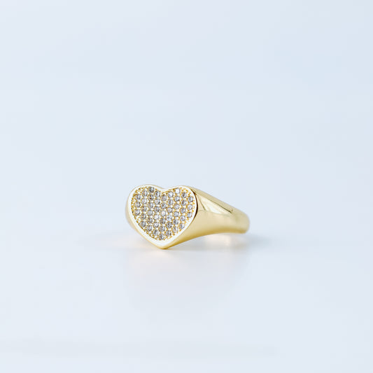 Zircon Heart Signet Ring • Chunky Heart Ring With CZ • Anniversary Gift • Gift For Wife • Minimalist Heart Ring • BYSDMJEWELS