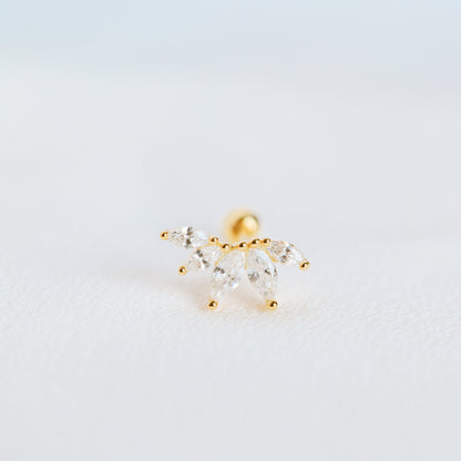 20G Helix Piercing, Auricle Piercing, CZ Crown, Tragus, Conch, Auricle Earrings, Lobe Piercing, Cartilage Piercing Cubics Zircona, Earring