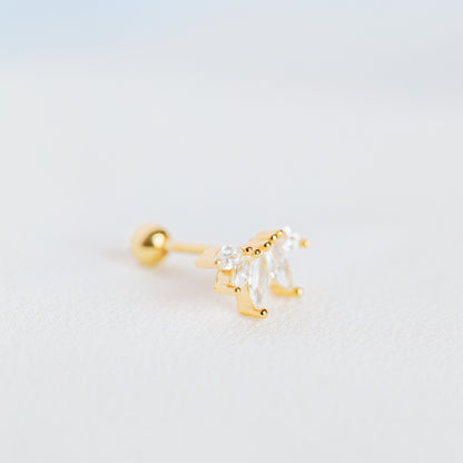 20G Helix Piercing, Auricle Piercing, CZ Crown, Tragus, Conch, Auricle Earrings, Lobe Piercing, Cartilage Piercing Cubics Zircona, Earring