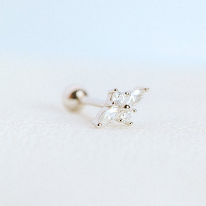 Dainty Gold Tiny Flower Earrings, Four Petals Flower Stud, Tiny Sparkly CZ Studs, Cartilage Earrings, Minimalist Earrings, Piercing Earrings