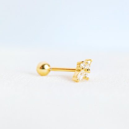 Dainty Gold Tiny Flower Earrings, Four Petals Flower Stud, Tiny Sparkly CZ Studs, Cartilage Earrings, Minimalist Earrings, Piercing Earrings