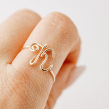 Load image into Gallery viewer, Dainty Initial Ring • Custom Letter Ring in Sterling Silver, Gold &amp; Rose Gold • Uppercase Initial Ring • Bridesmaids Gifts • BYSDMJEWELS
