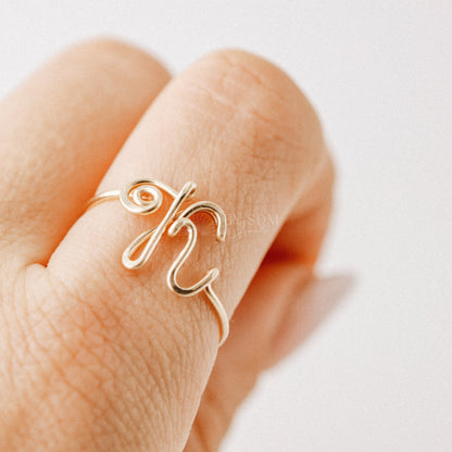 Dainty Initial Ring • Custom Letter Ring in Sterling Silver, Gold & Rose Gold • Uppercase Initial Ring • Bridesmaids Gifts • BYSDMJEWELS