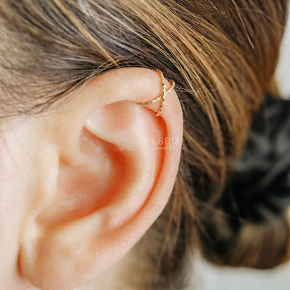 Gold Double Line or Criss Cross Ear Cuff