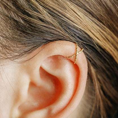 Gold Double Line or Criss Cross Ear Cuff