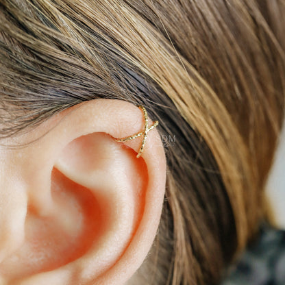 Gold Double Line or Criss Cross Ear Cuff