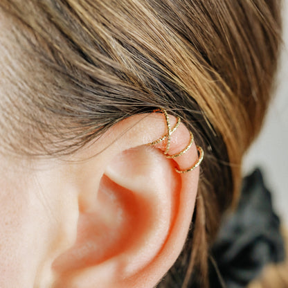 Gold Double Line or Criss Cross Ear Cuff