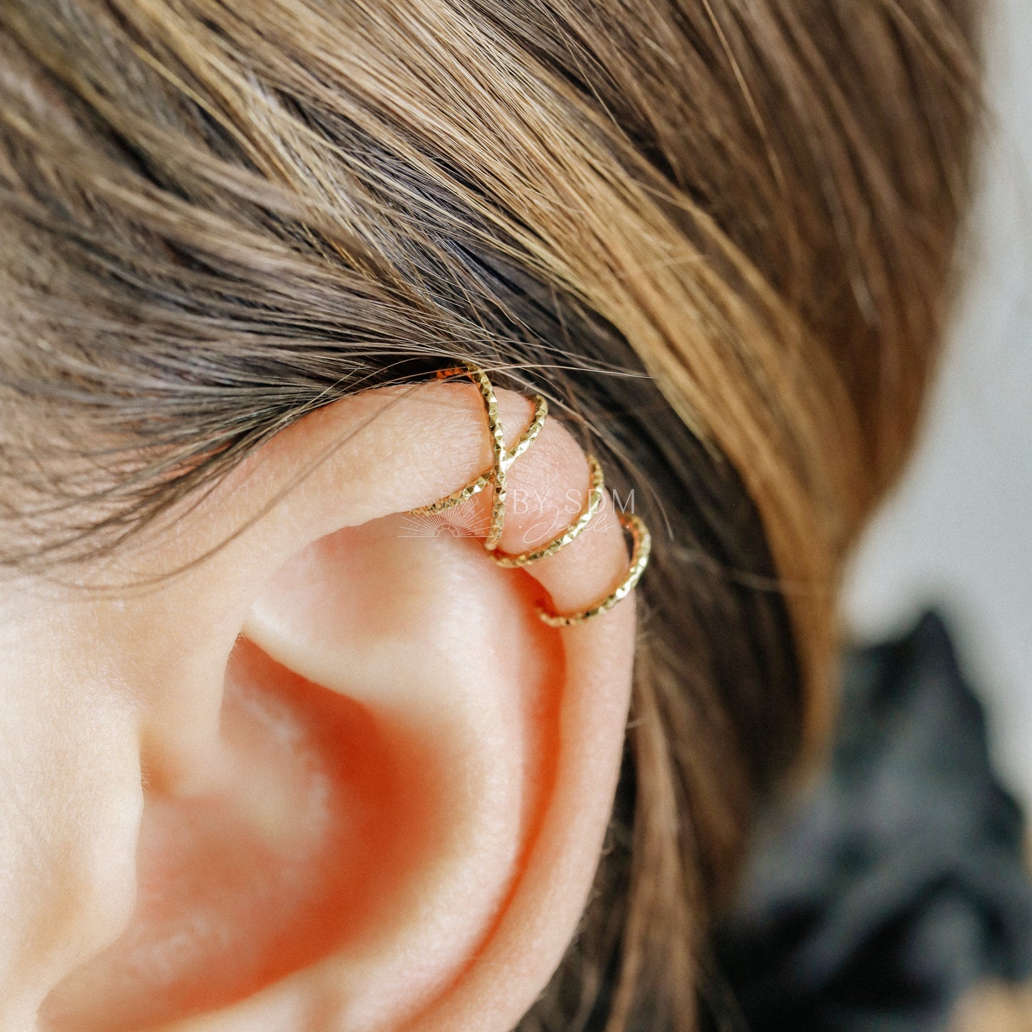 Gold Double Line or Criss Cross Ear Cuff