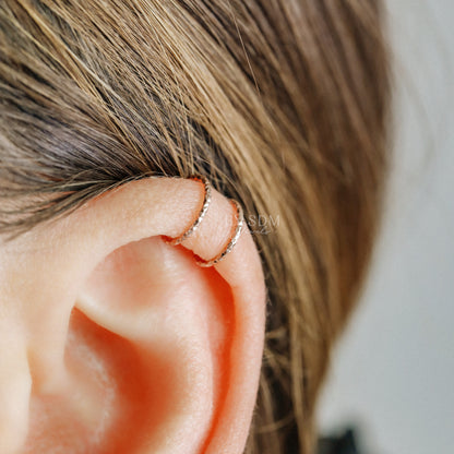 Set of 2 or Single Ear Cuff • Double Line & Criss Cross Ear Cuff • No Piercing Cartilage Ear Cuff • Textured Ear Cuff • Diamond Cut Ear Cuff