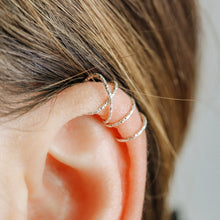 Load image into Gallery viewer, Double X Earcuff Set or Single Ear Cuff • Sterling Silver Criss Cross Cuff • Fake Helix Piercing • Dainty Ear Wrap • BYSDMJEWELS
