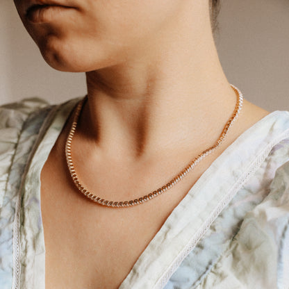 Tennis Chain Necklace, Stainless Steel CZ Rhinestone Tennis Necklace, 4mm Diamond Tennis Chain Gold and Rose Gold Plated
