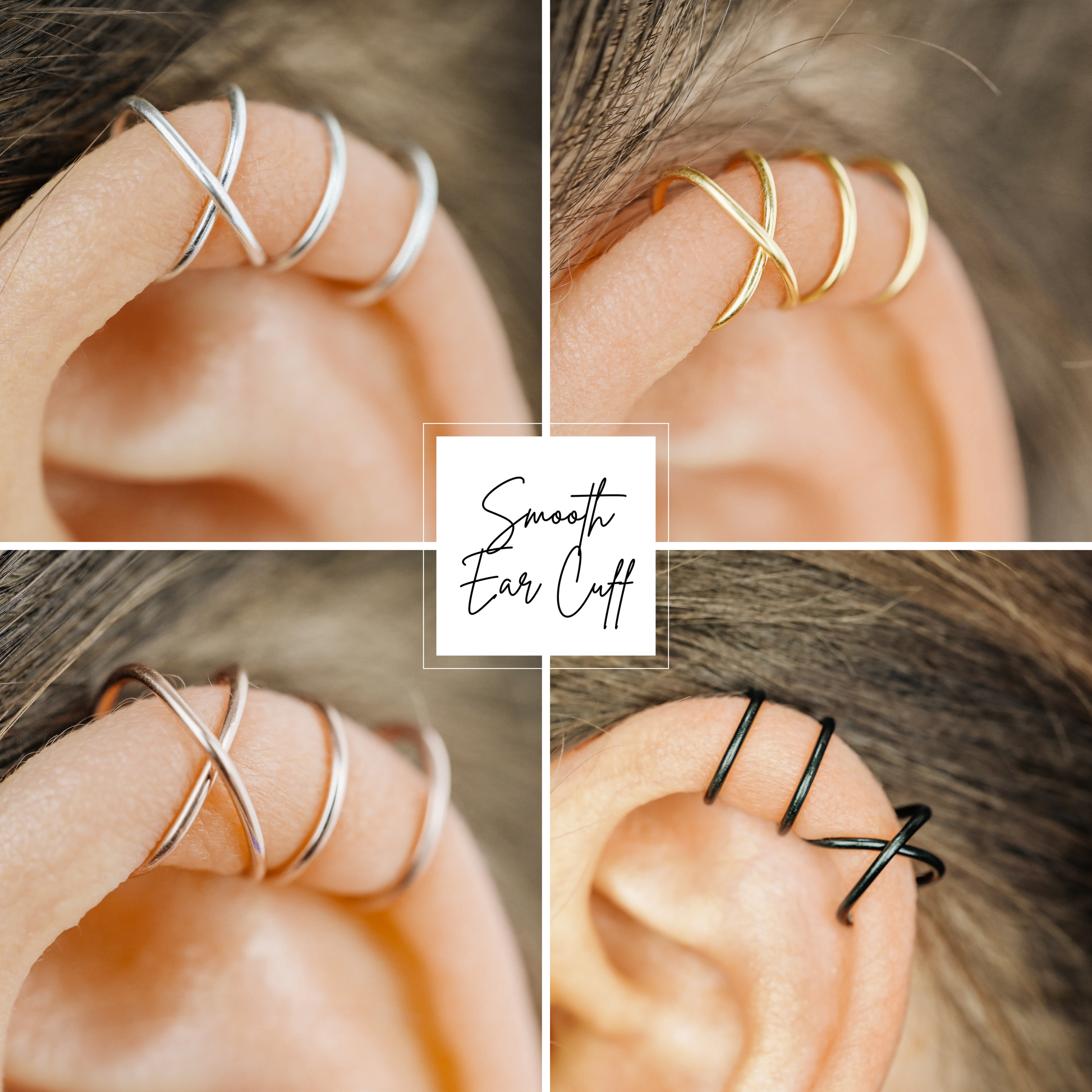 Set of 2 Ear Cuffs or Single Ear Cuff 20g Double & Criss Cross Ear Cuff No Piercing Cartilage Ear Cuff Silver Ear Cuff Gold Ear Cuff