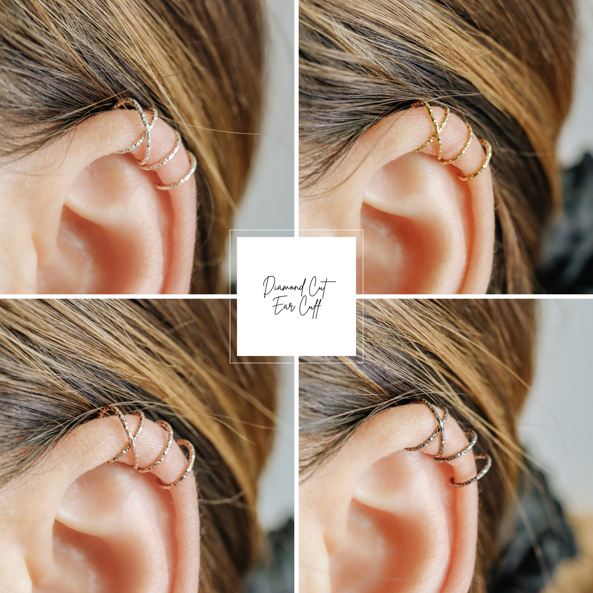 Set of 2 Black Ear Cuff or Single Ear Cuff Black Ear Cuffs Double Line Ear Cuff Earring Ear Cuff Criss Cross Ear Cuff Fake Cartilage Hoop