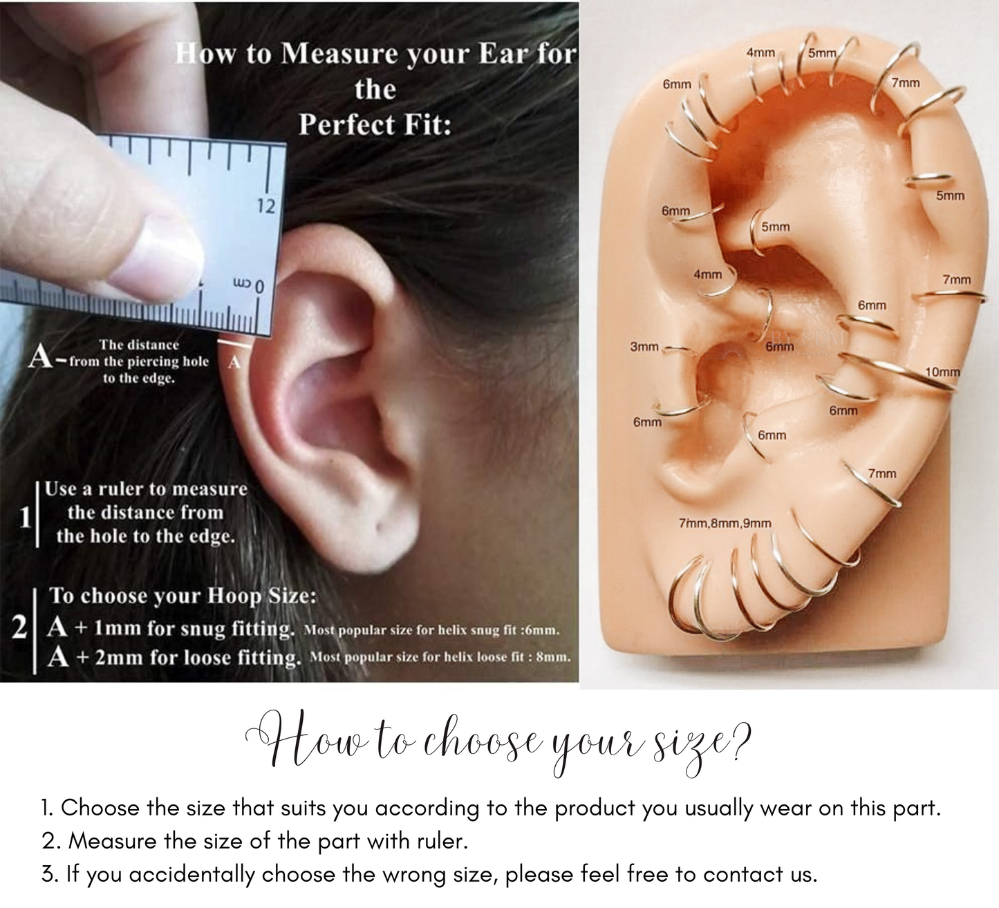 Boucle d'oreille hélice soleil ou lune en or rose