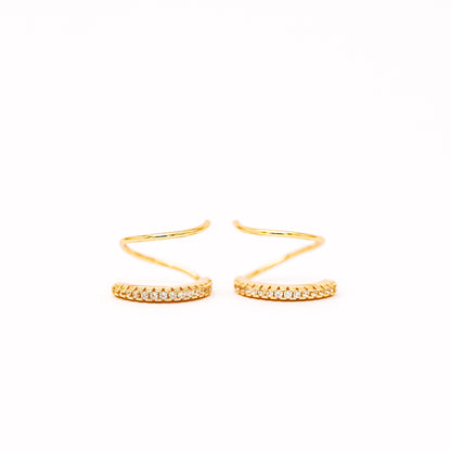 Dainty double hoop look earring in gold plated sterling silver